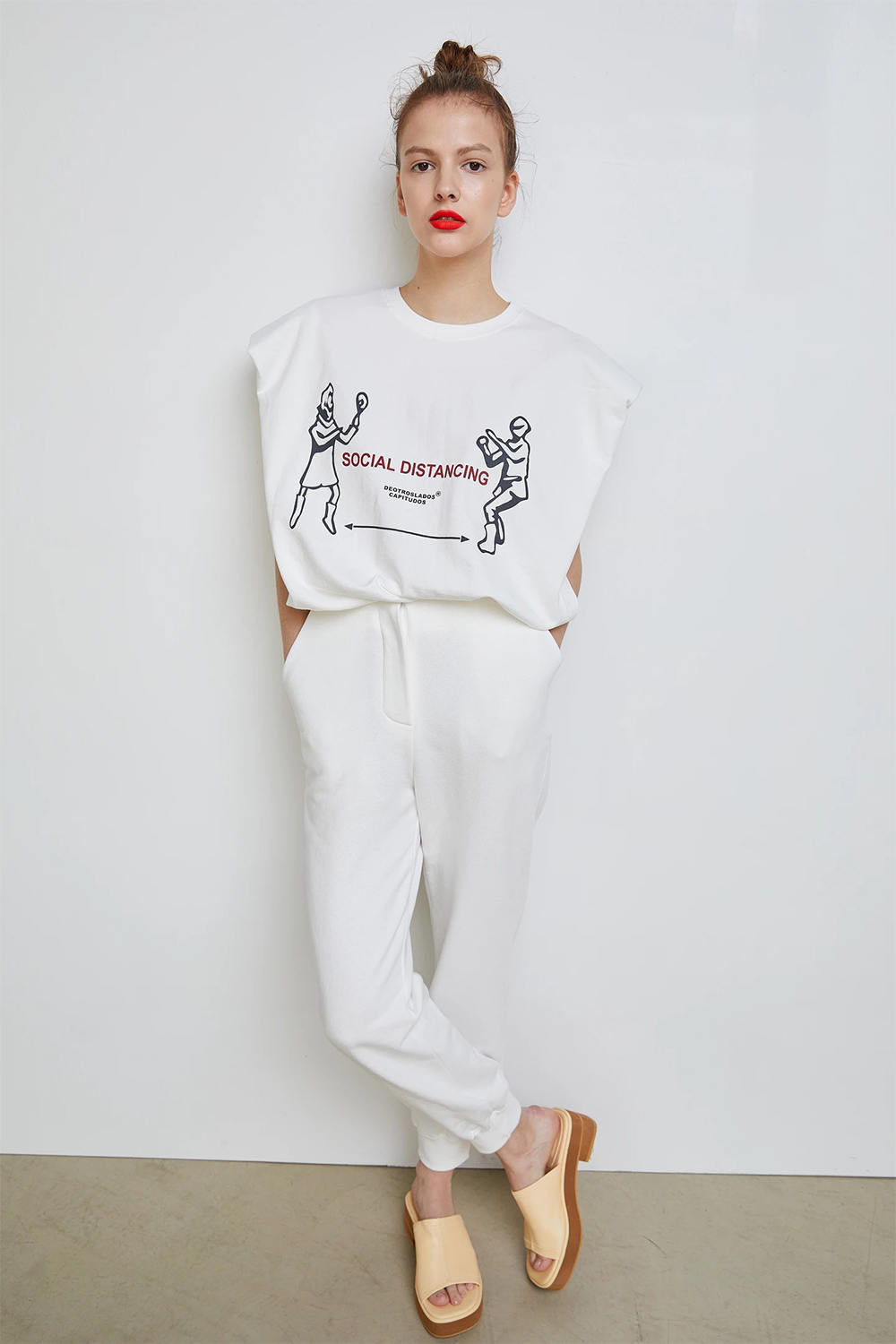 Cartoon Print Padded Shoulder Tee