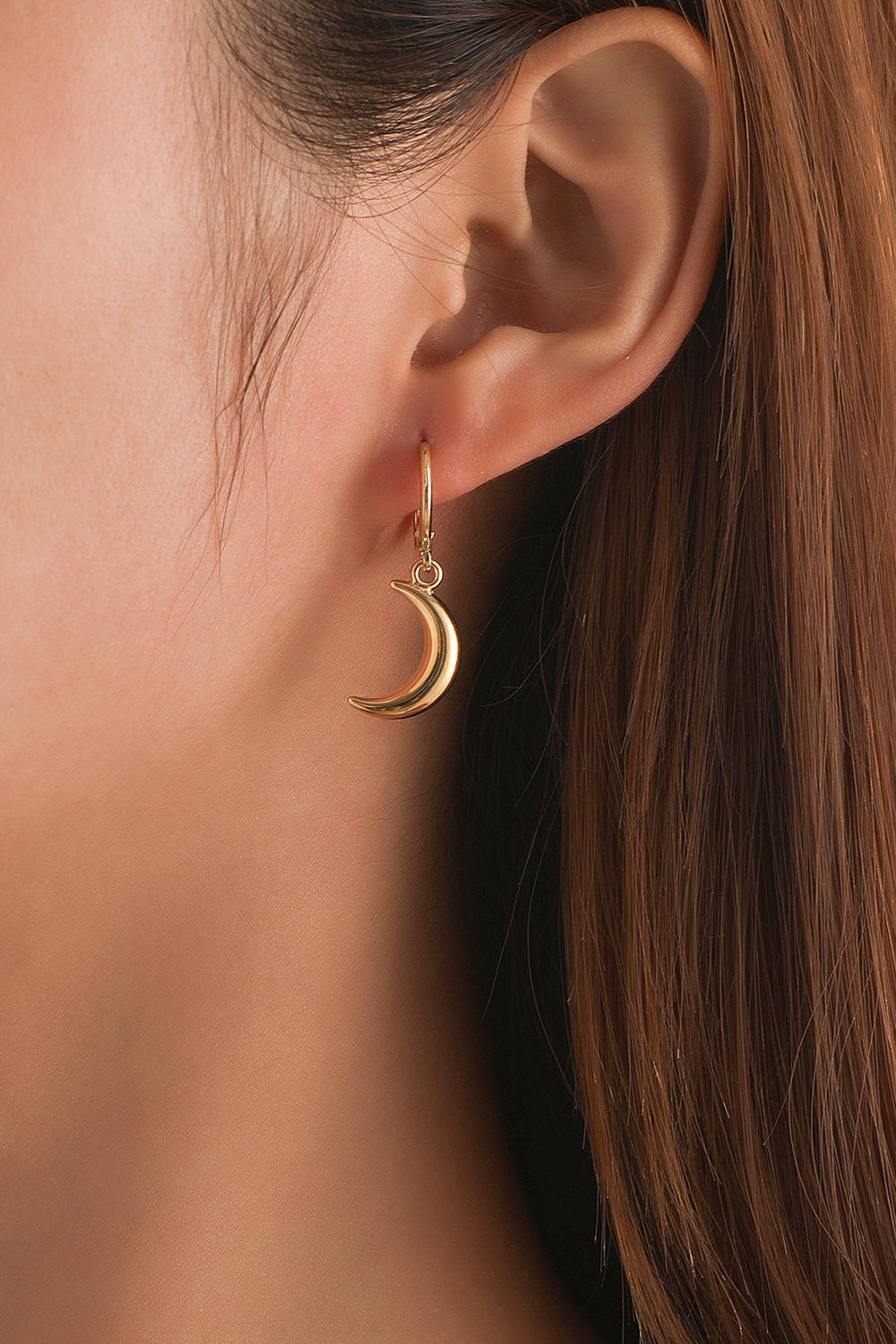 Moon Alloy Hoop Earrings