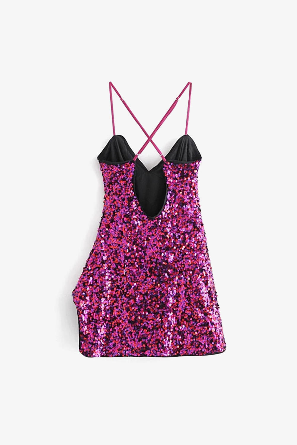 Sequins Open Back Cross Cami Dress