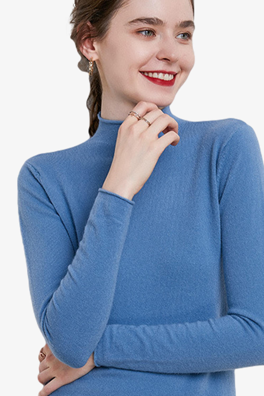 Winter Crimping Mock Neck Sweater