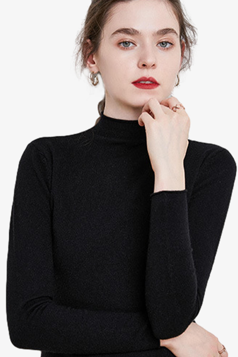 Winter Crimping Mock Neck Sweater