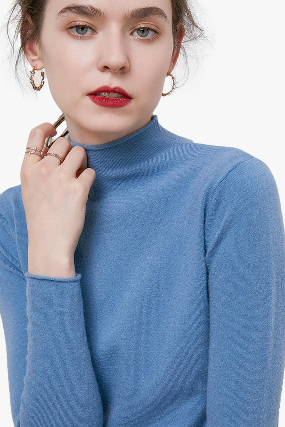 Winter Crimping Mock Neck Sweater