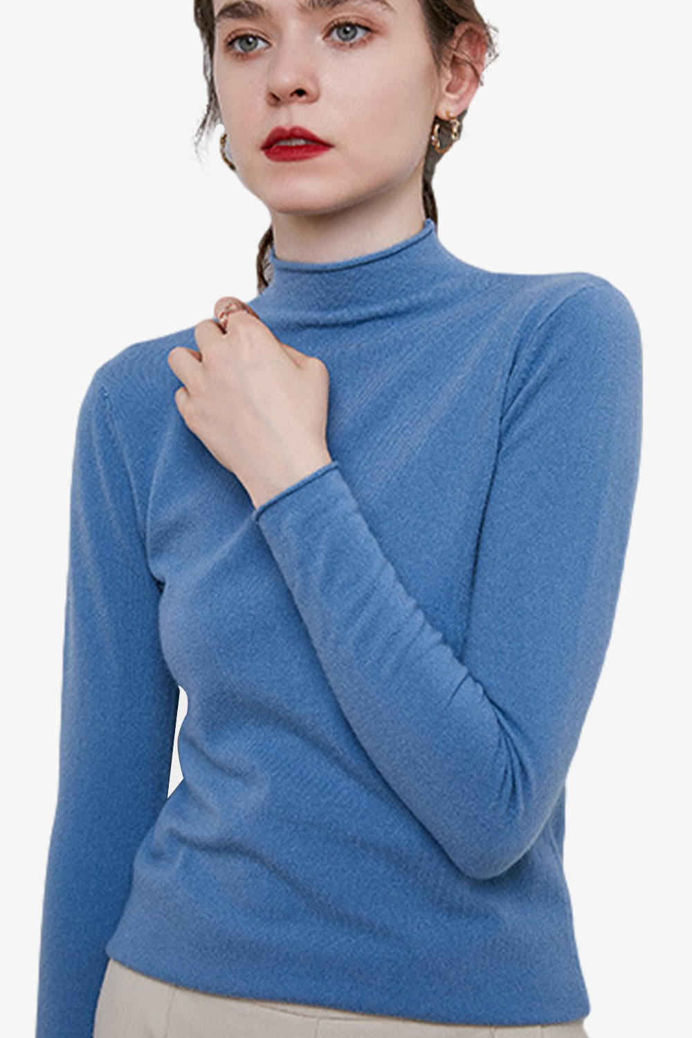 Winter Crimping Mock Neck Sweater