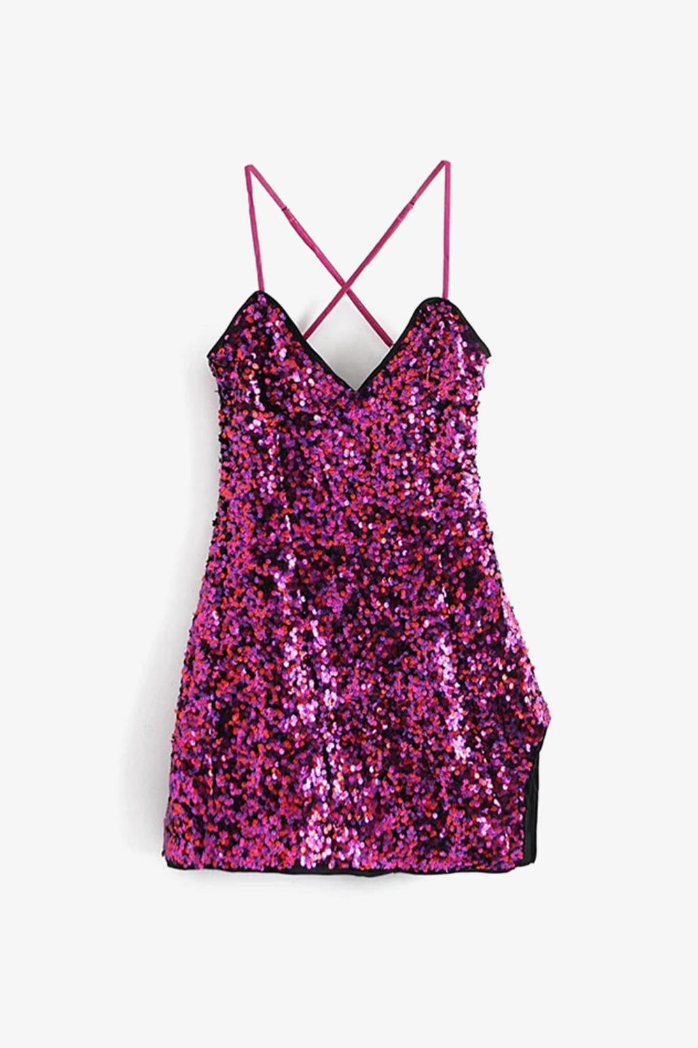 Sequins Open Back Cross Cami Dress