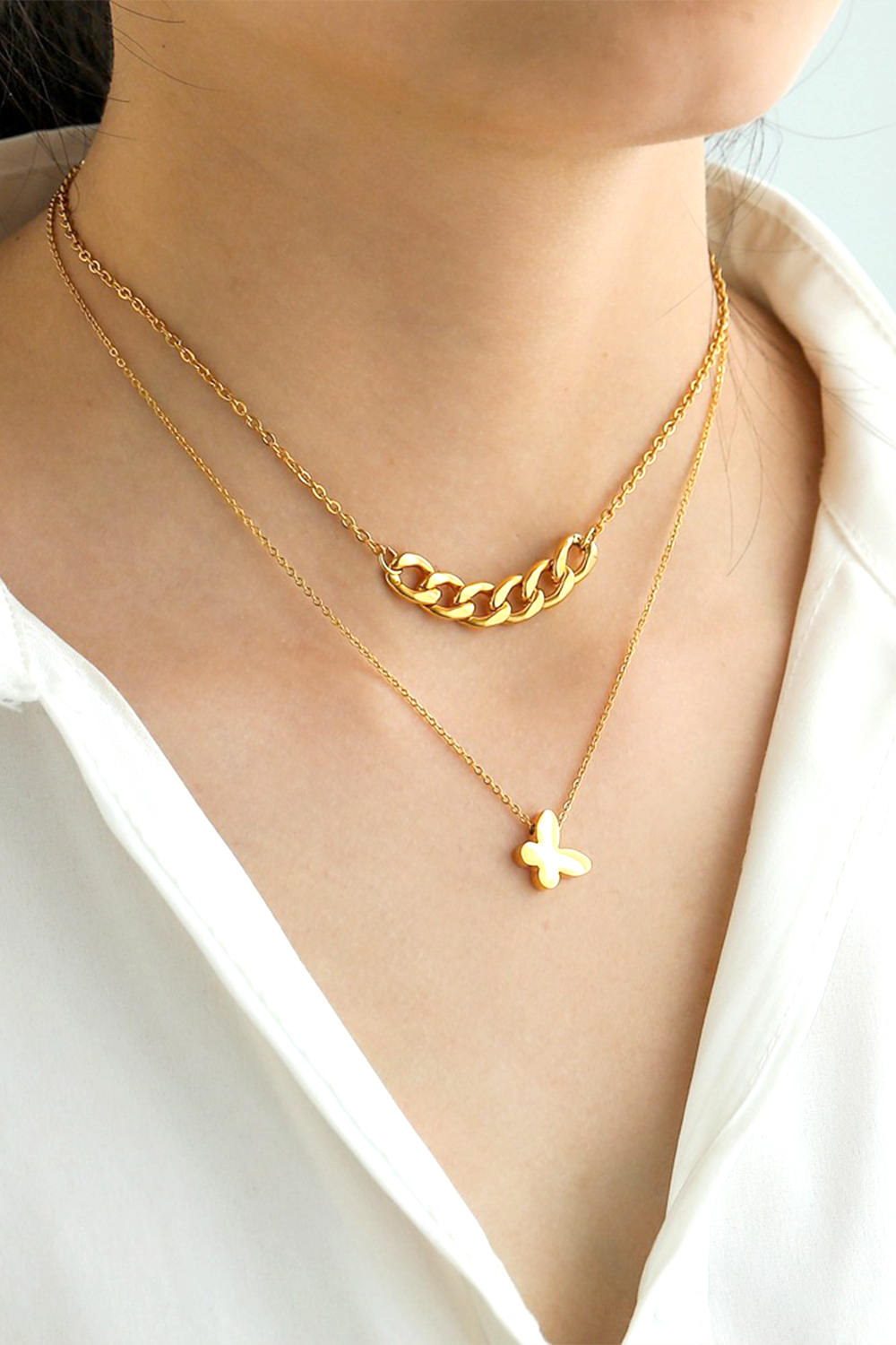 Butterfly Chain Golden Layered Necklace