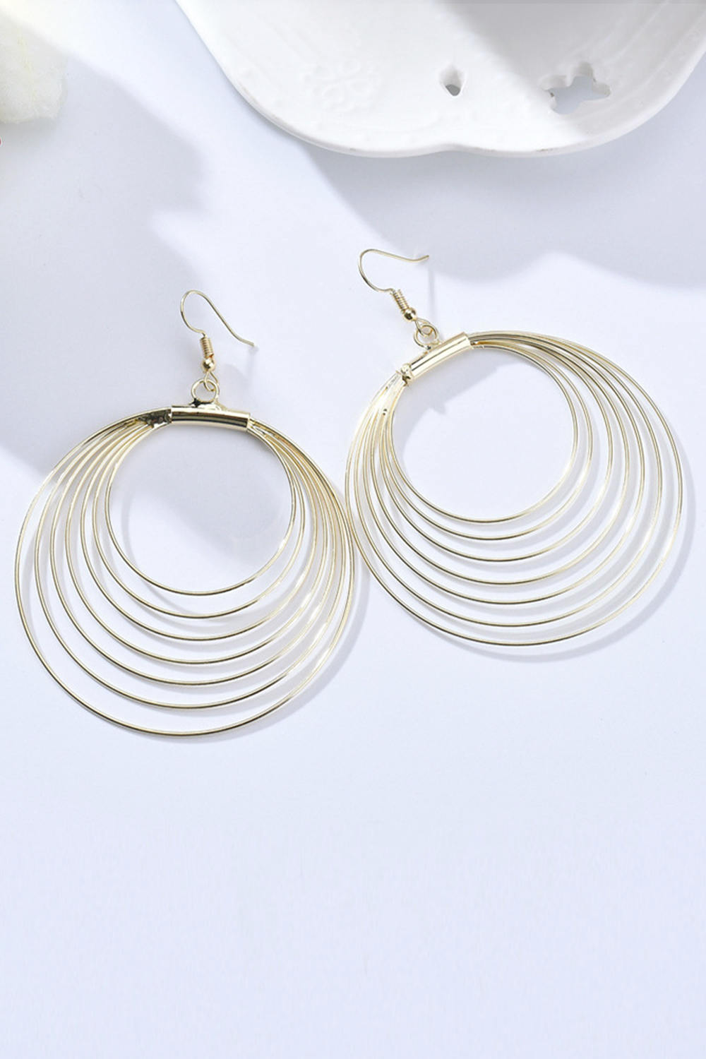 Layers Circles Alloy Hoops Earrings