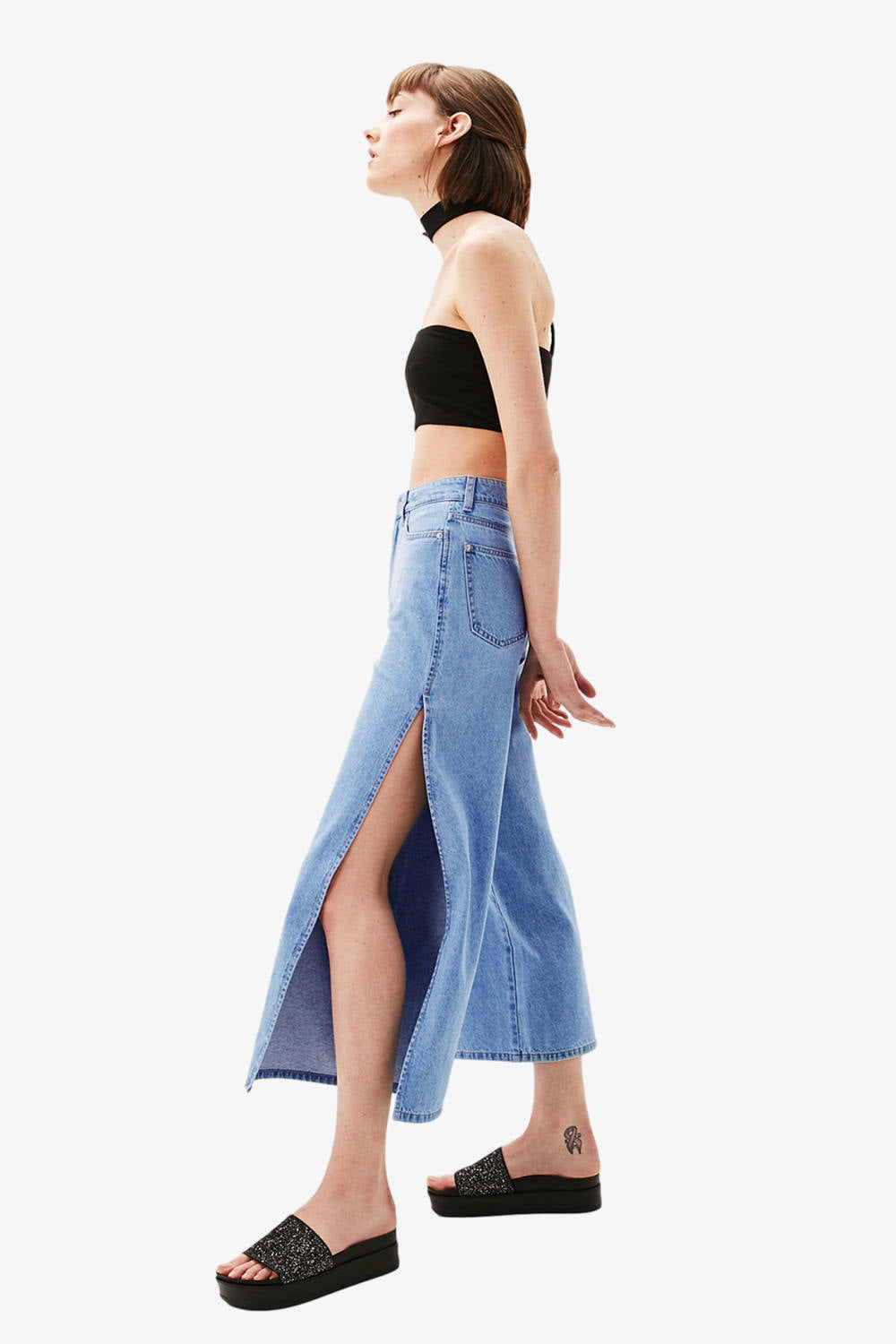 Cut-out Flares Denim Culottes