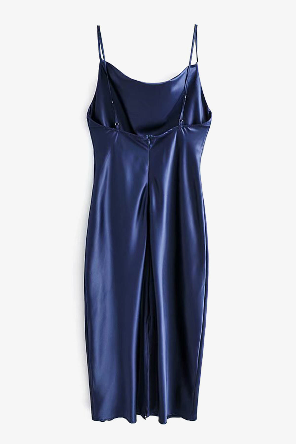 Satin Backless Cowl Neck Slip Dress