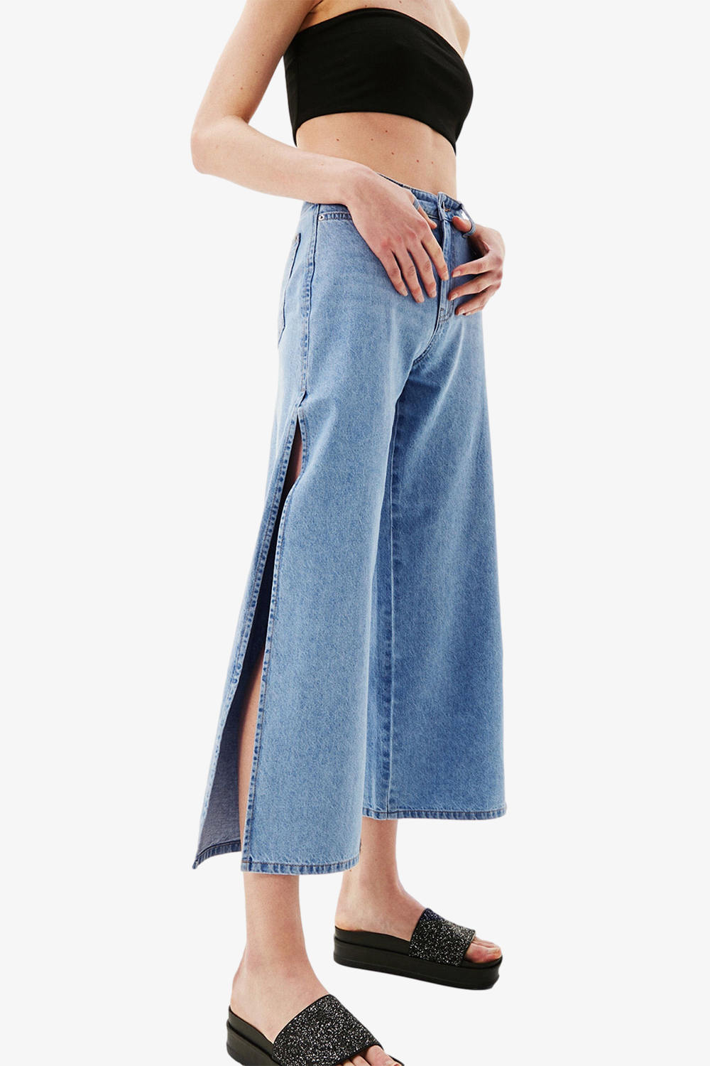 Cut-out Flares Denim Culottes