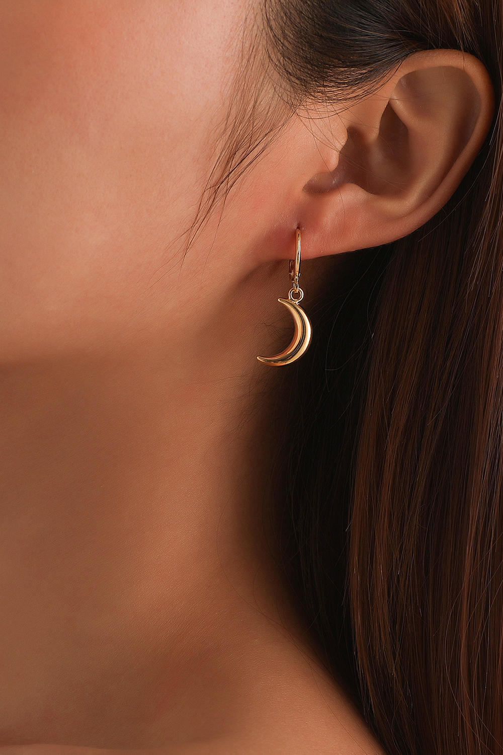 Moon Alloy Hoop Earrings