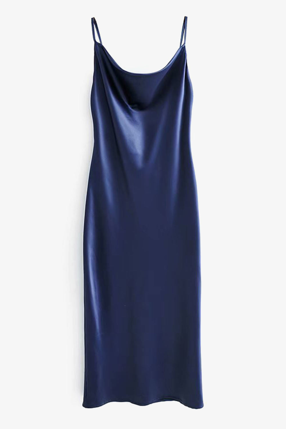 Satin Backless Cowl Neck Slip Dress