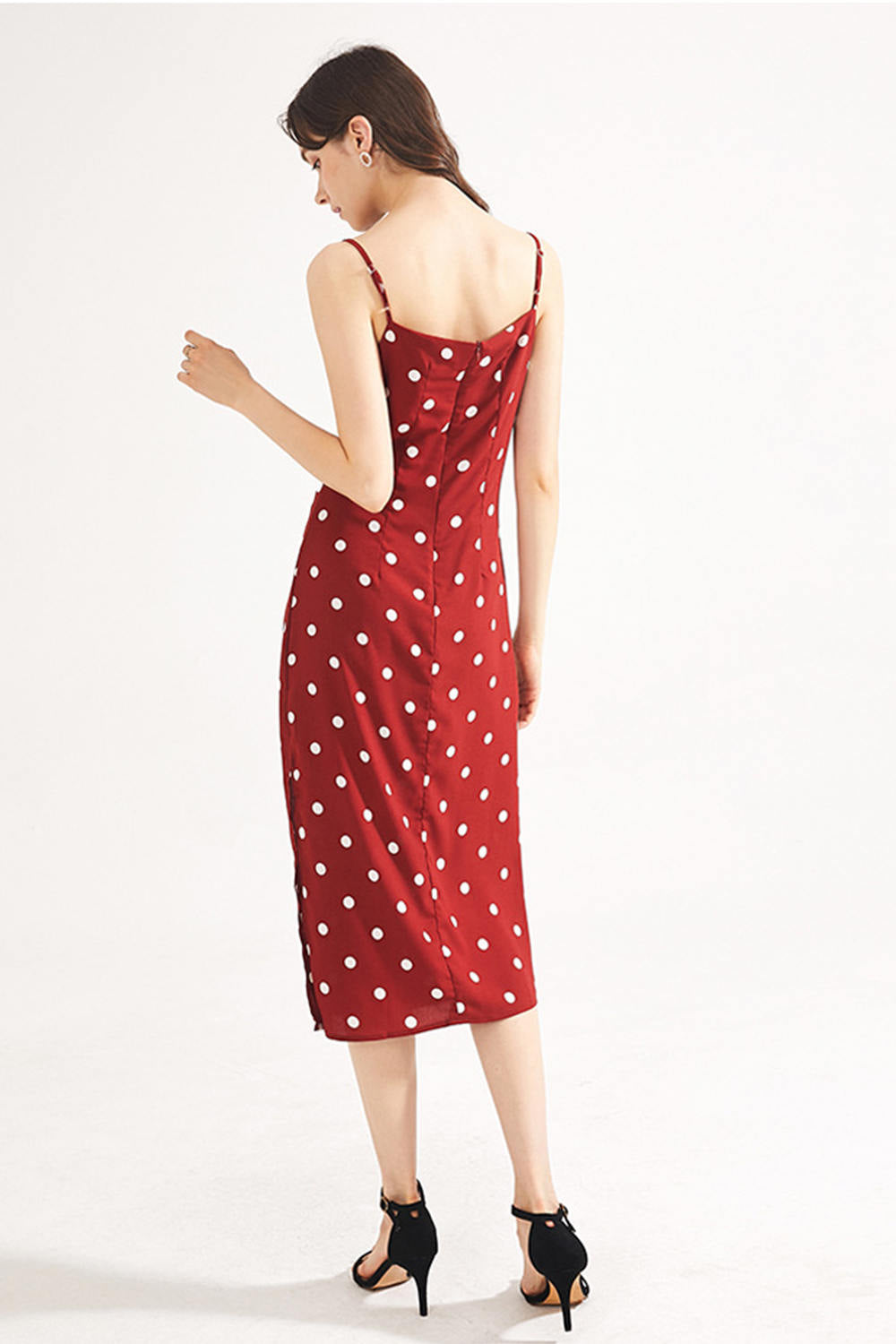 Cowl Neck Polka Dot Slip Dress