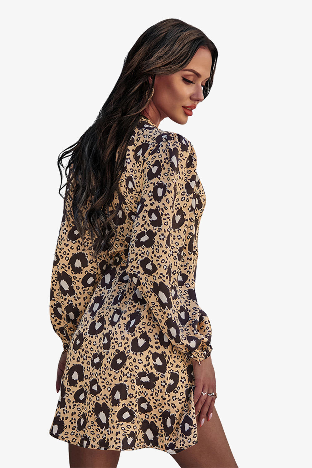 Puff Sleeve Print Wrap Dress