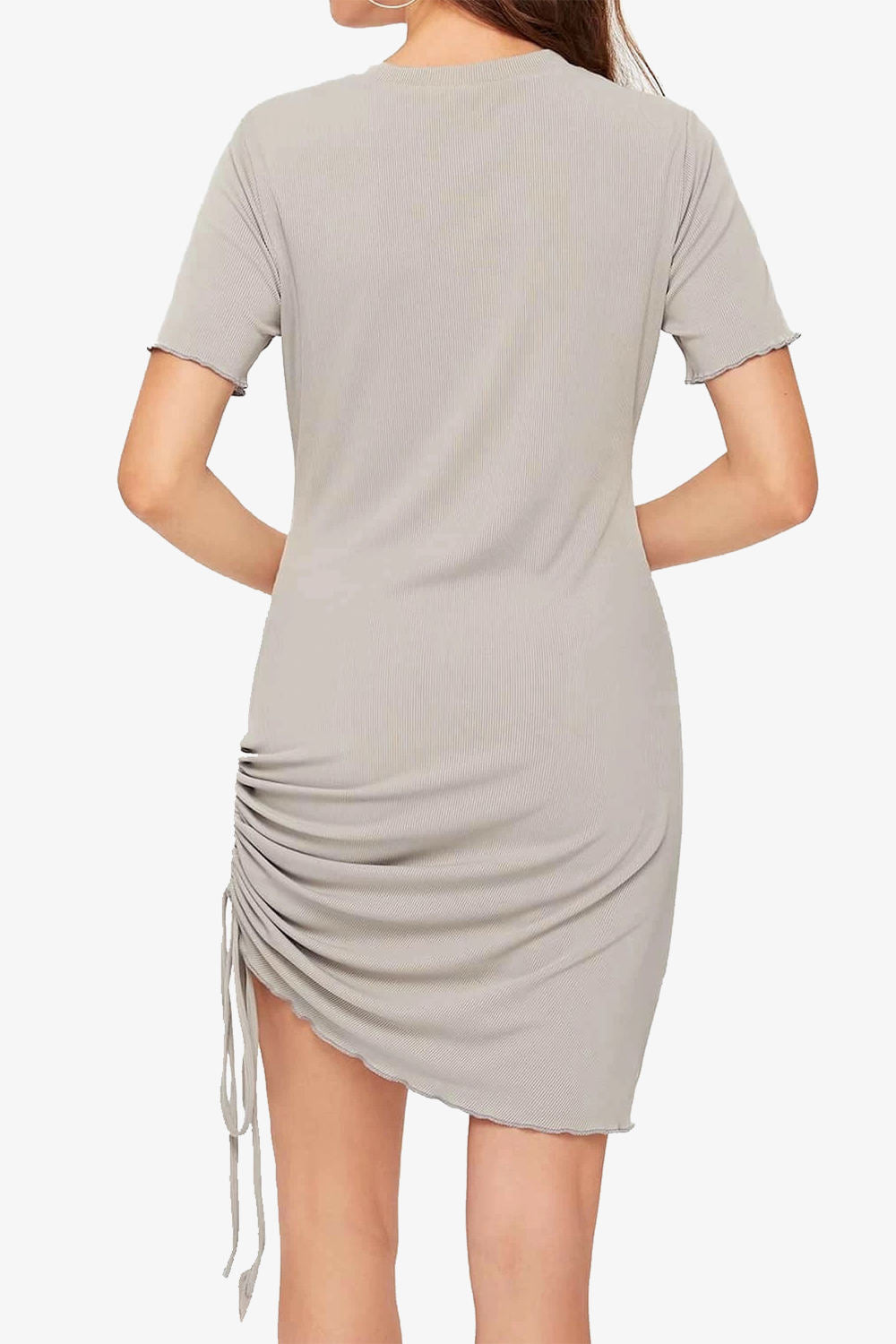 Asymmetry Drawstring Ruched T-shirt Dress