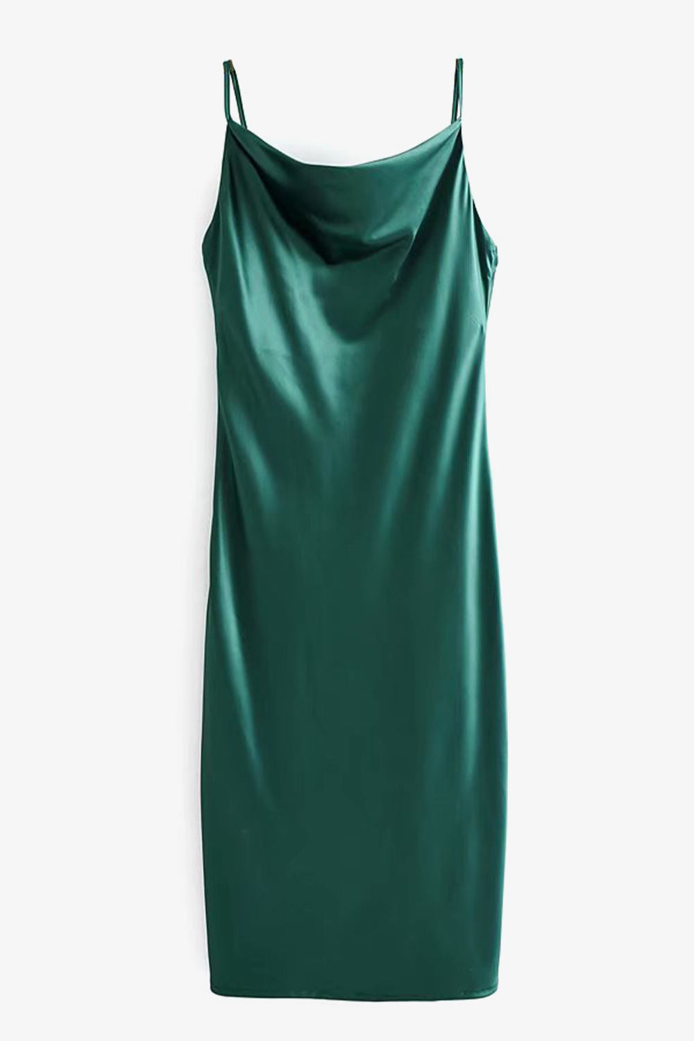 Satin Backless Cowl Neck Slip Dress