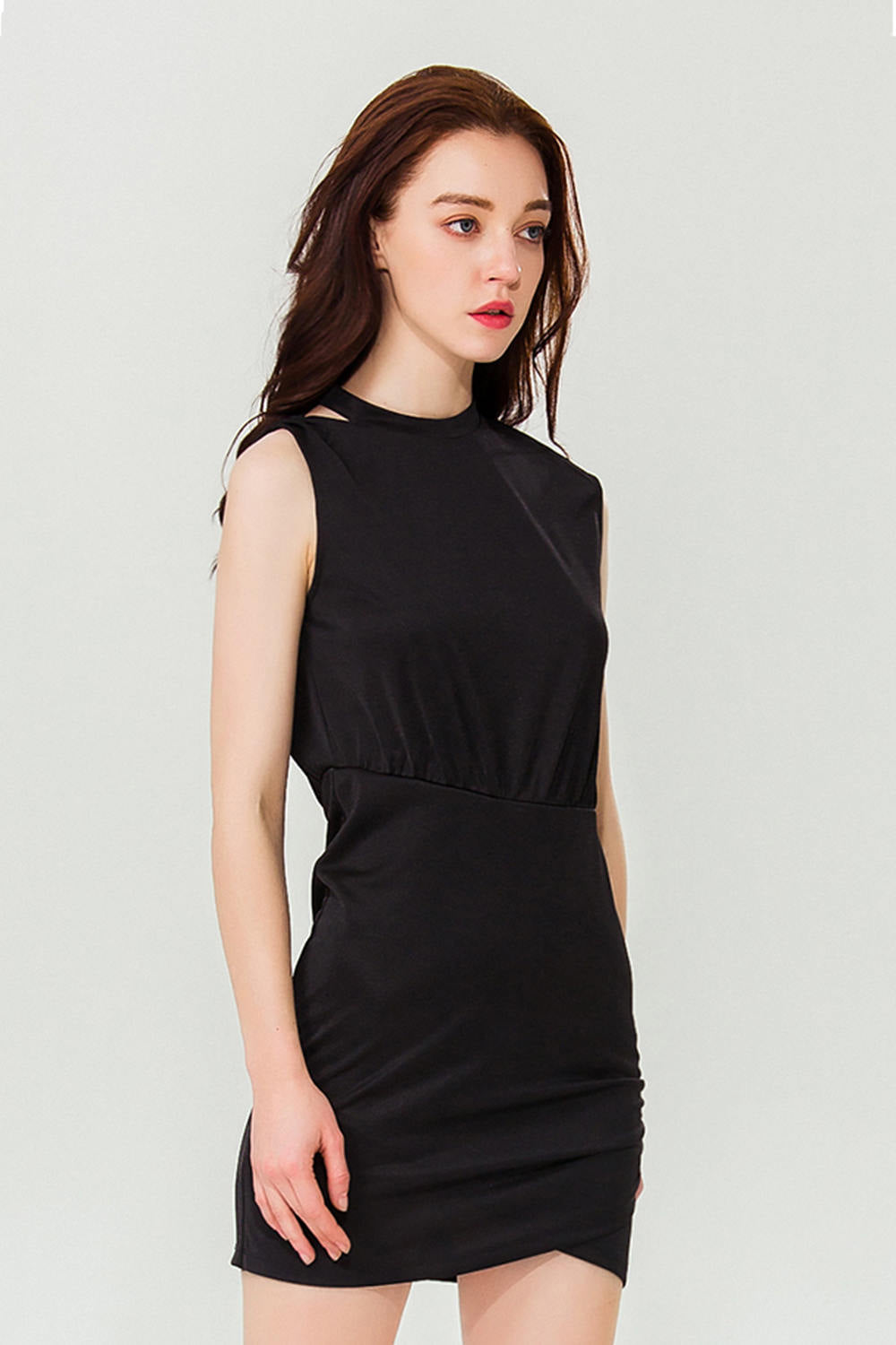 Asymmetry Sleeveless Cutout T-shirt Dress