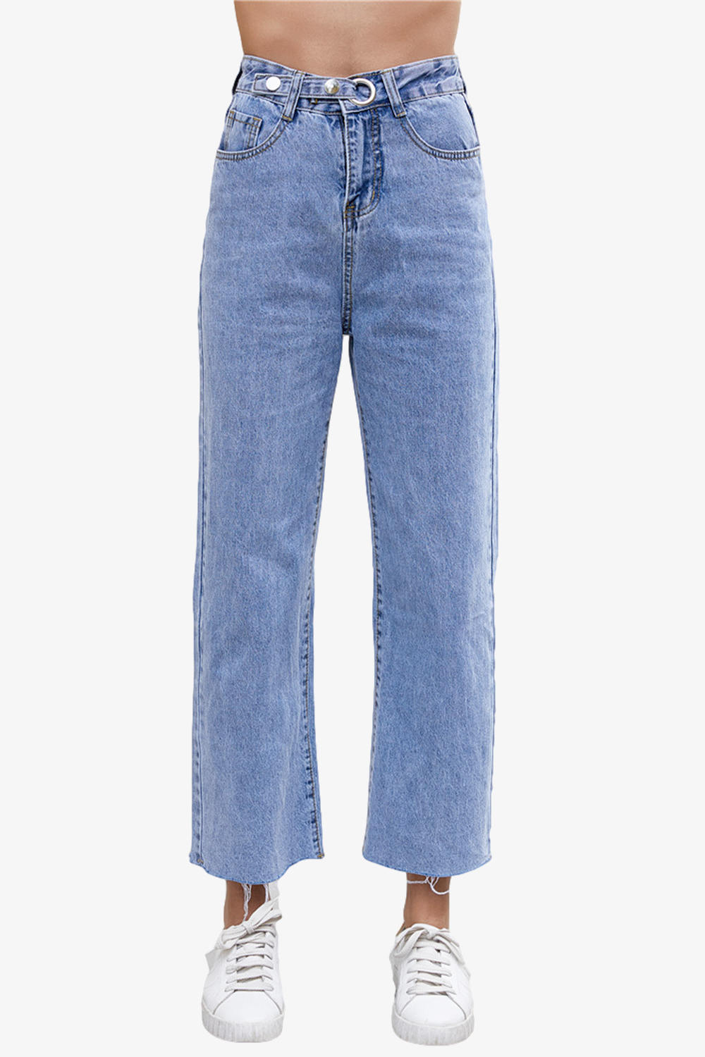 Button Up Denim Wide Leg Jeans