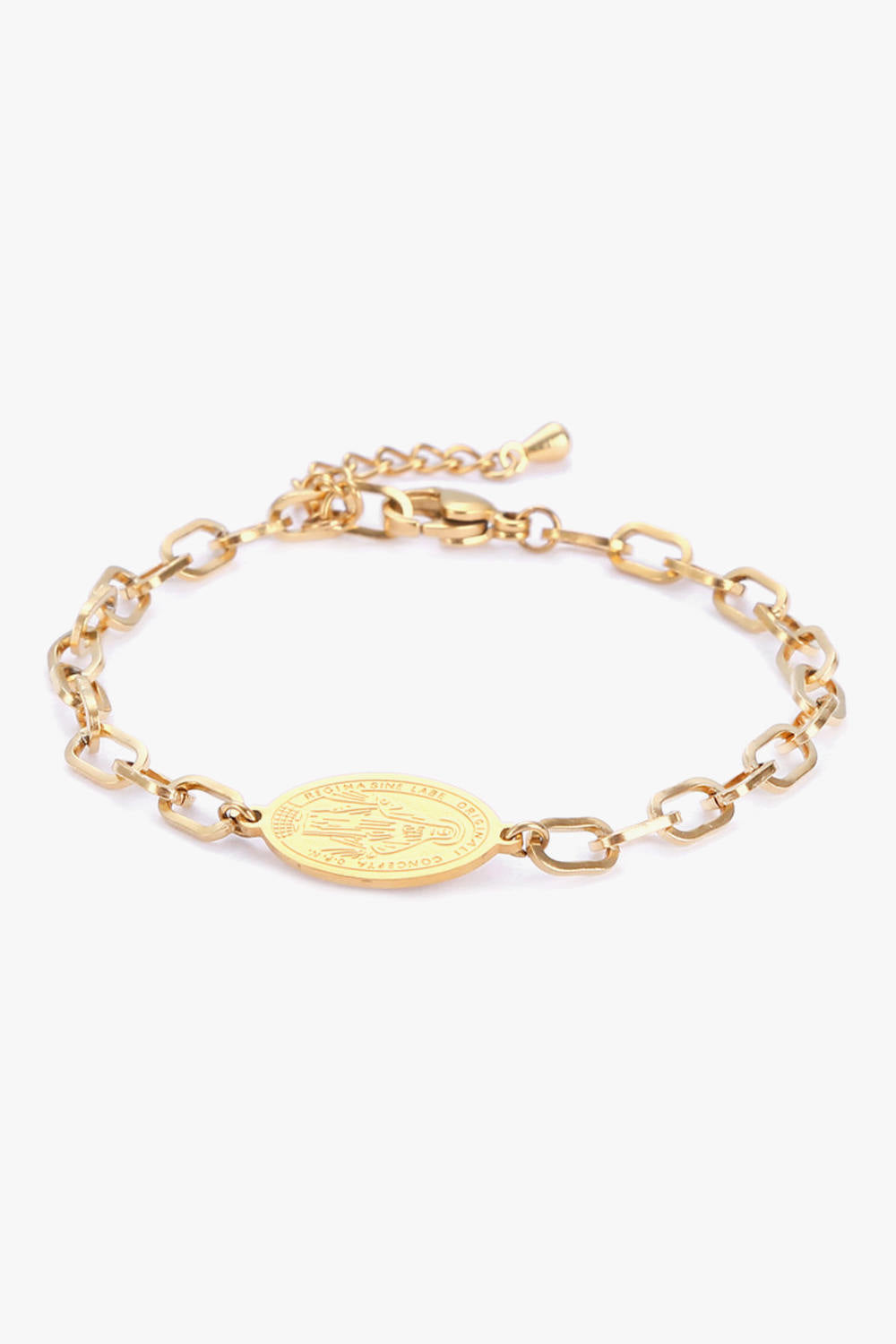 Saint Stainless Steel Golden Bracelet