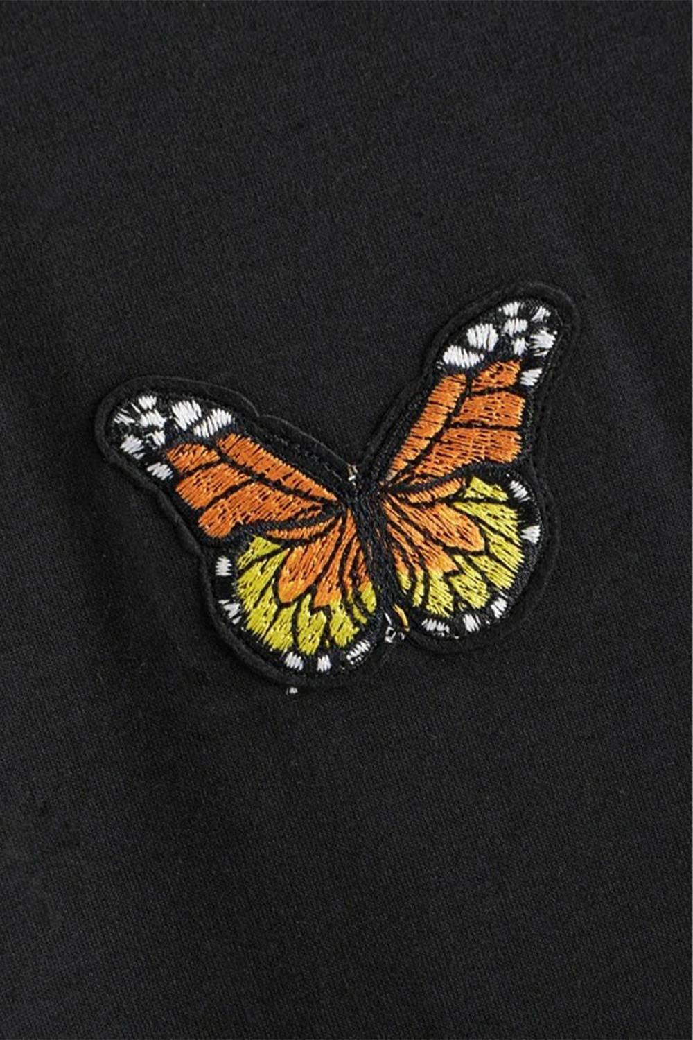 Autumn Butterfly Print Long Sleeve Pullover Hoodie 