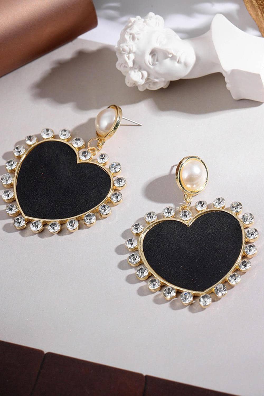 Crystal Decrotion Heart Drop Earrings 