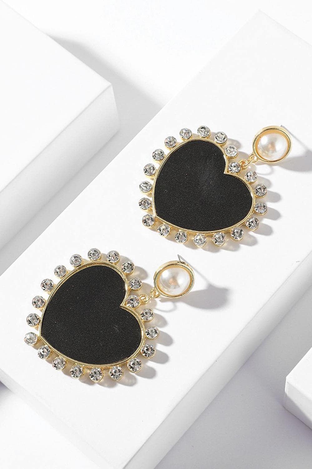 Crystal Decrotion Heart Drop Earrings 