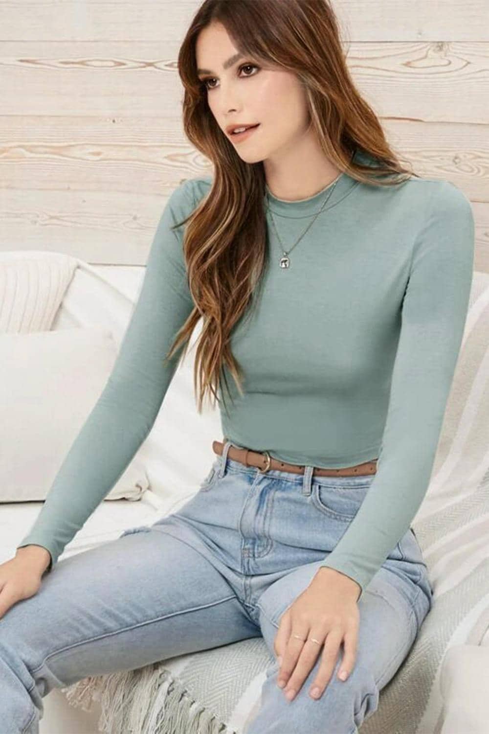 Fall Long Sleeves Cotton Crop Tops 