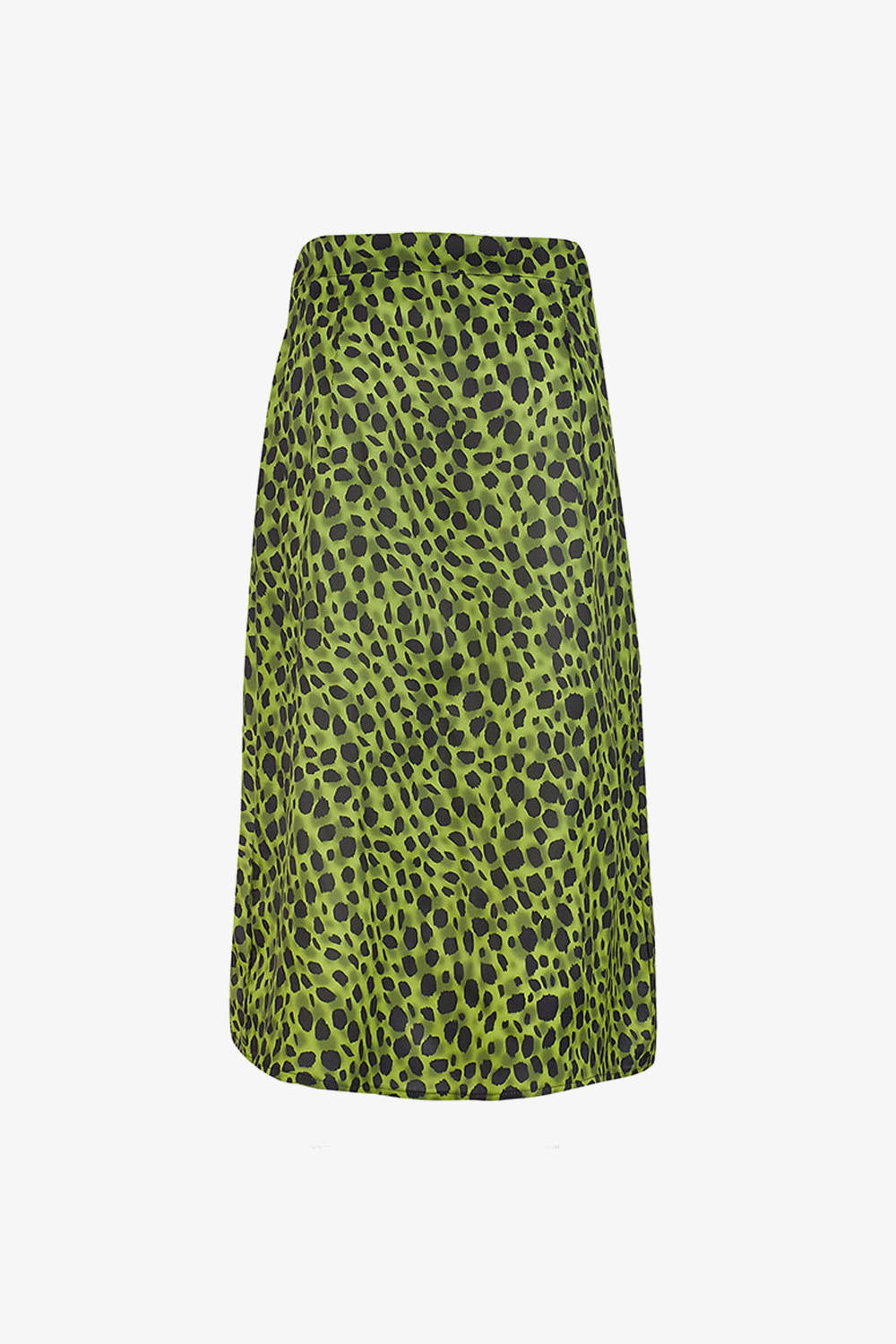 Green Leopard Print Split Midi Skirt