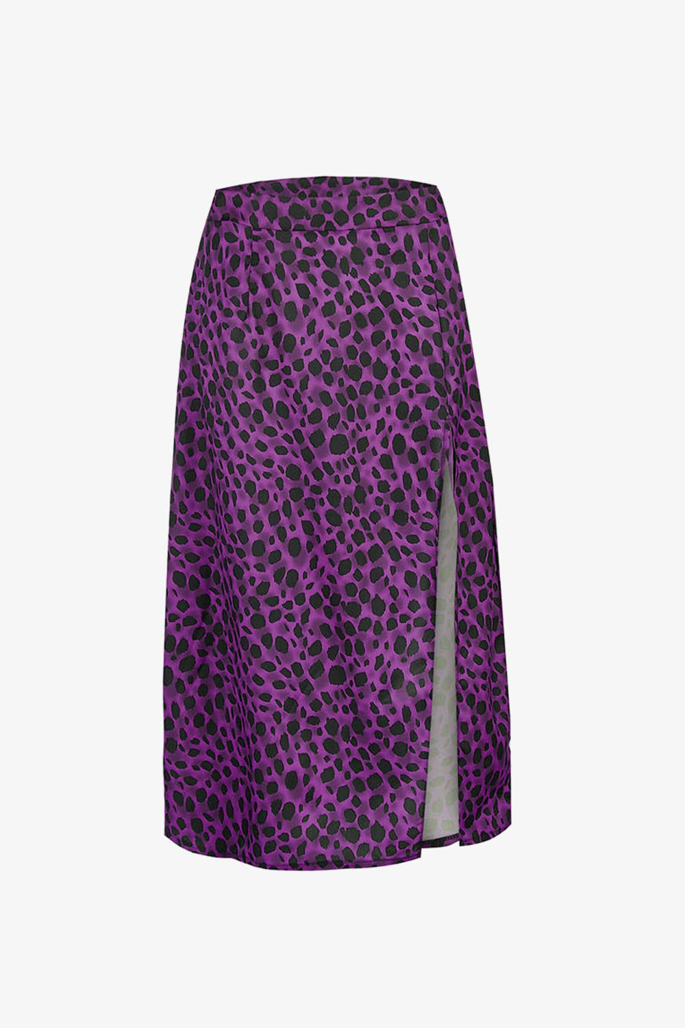 Green Leopard Print Split Midi Skirt