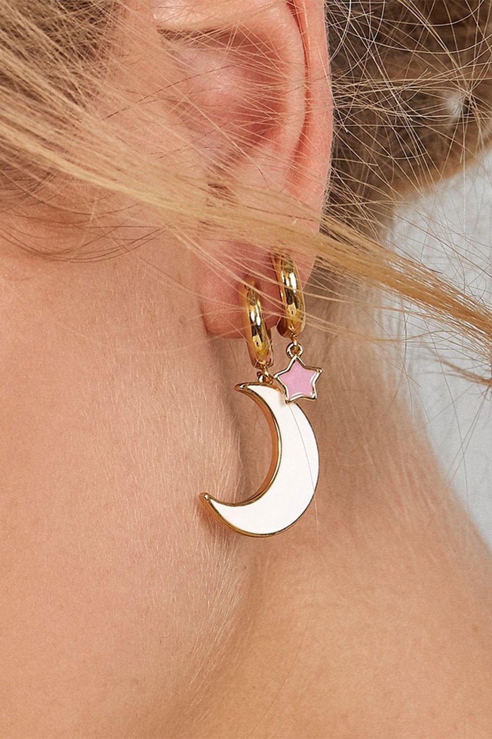 Star Moon Decoration Metal Earrings 