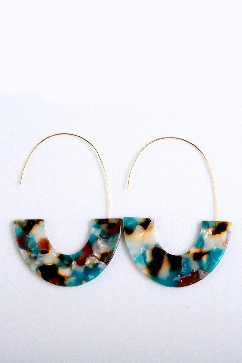 Tortoiseshell Pattern Round Earrings 