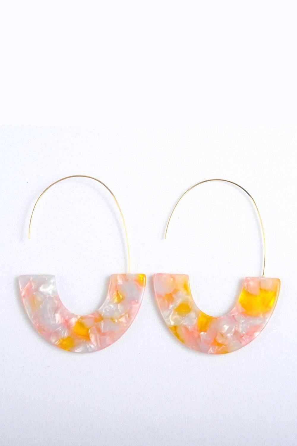 Tortoiseshell Pattern Round Earrings 