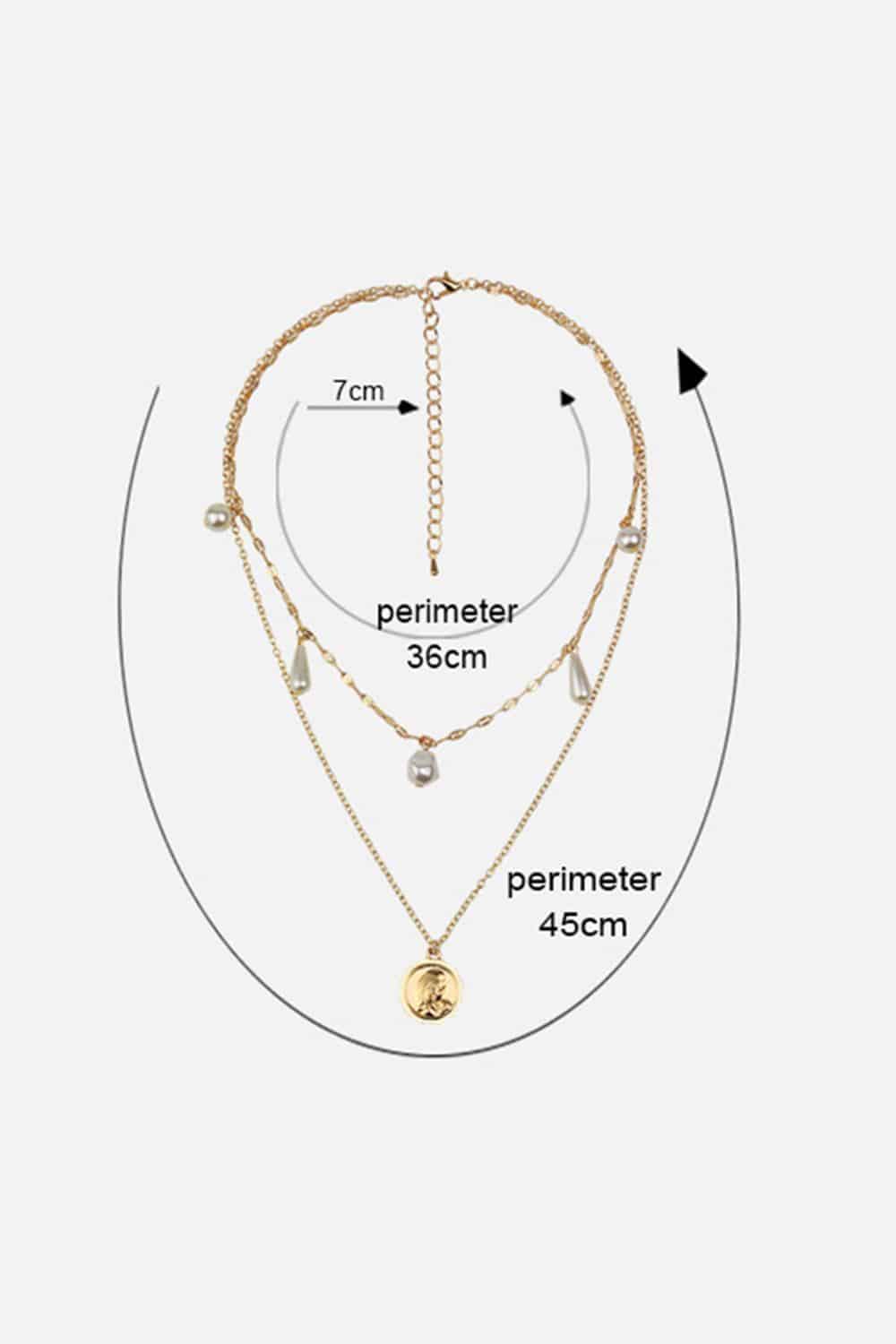 Women Fashion Pearl Avatar Alloy Layered Necklaces 