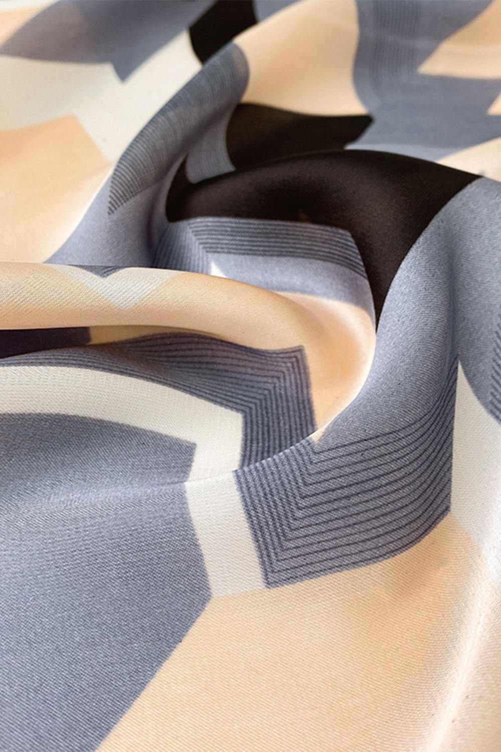 Satin Multicolor Geometric Print Square Scarf