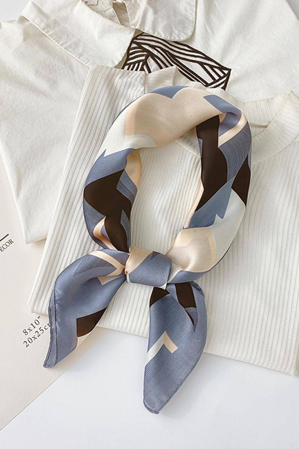 Women Satin Multicolor Geometric Print Square Scarf 