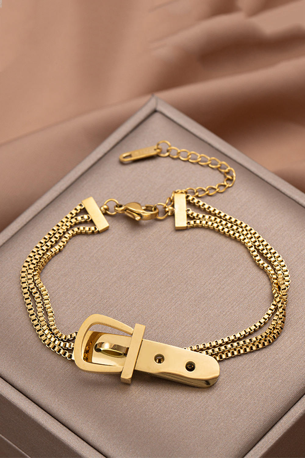 Golden Belt Buckle Chain Bracelet