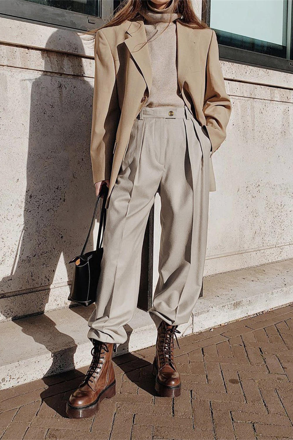 Loose Front Button Wide Leg Pants