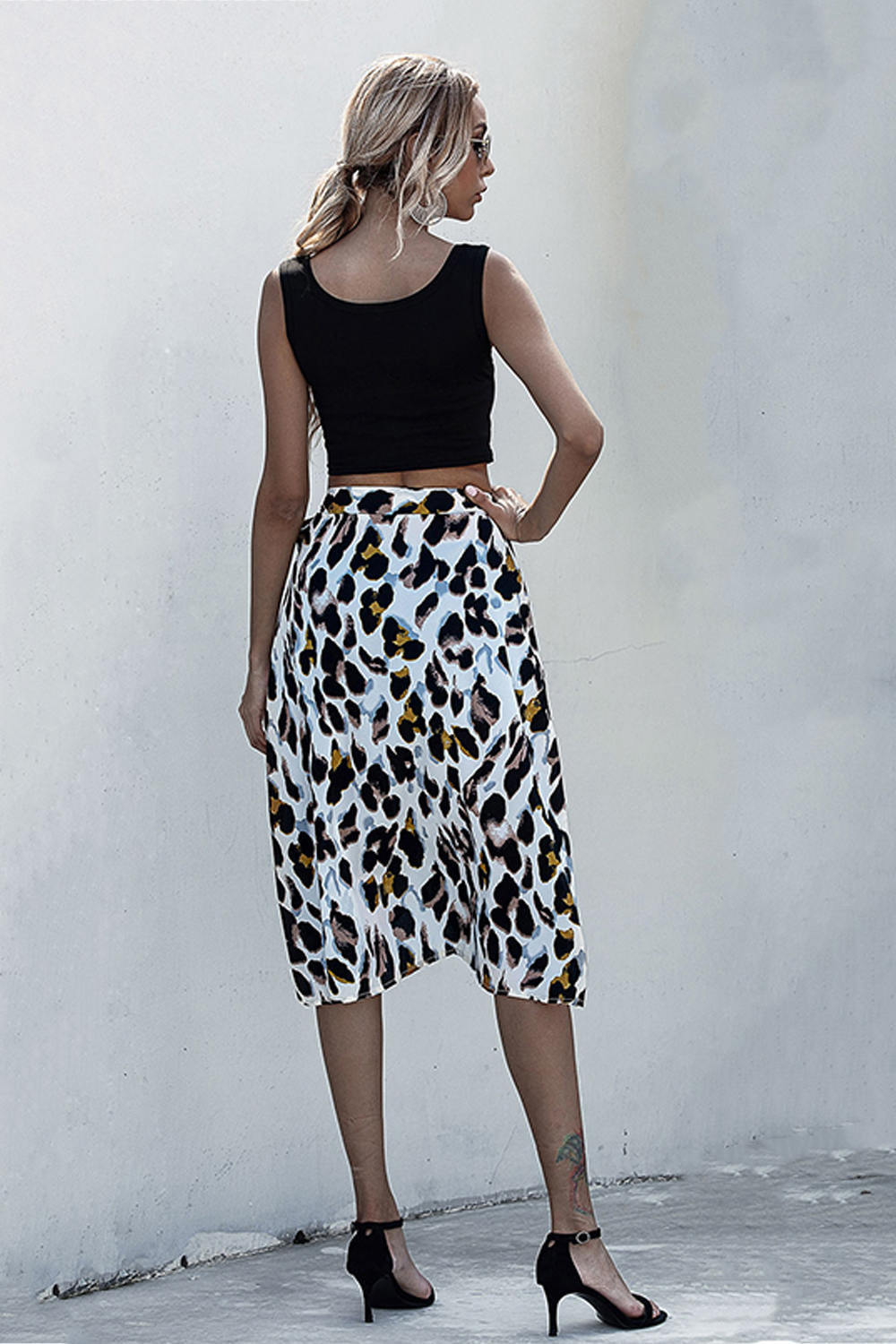 Summer Leopard Print Split Wrap Skirts