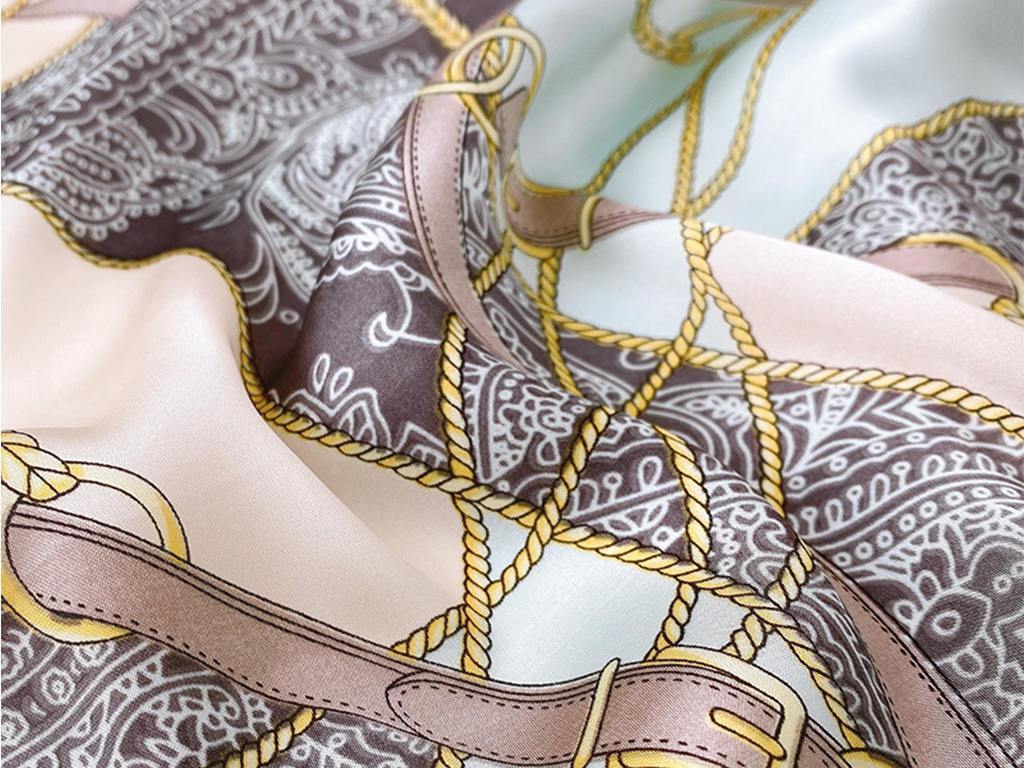 Women Chain Print Satin Square Scarf