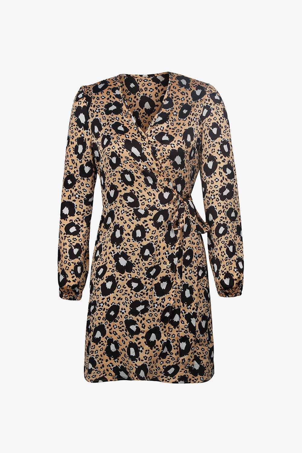 Puff Sleeve Print Wrap Dress