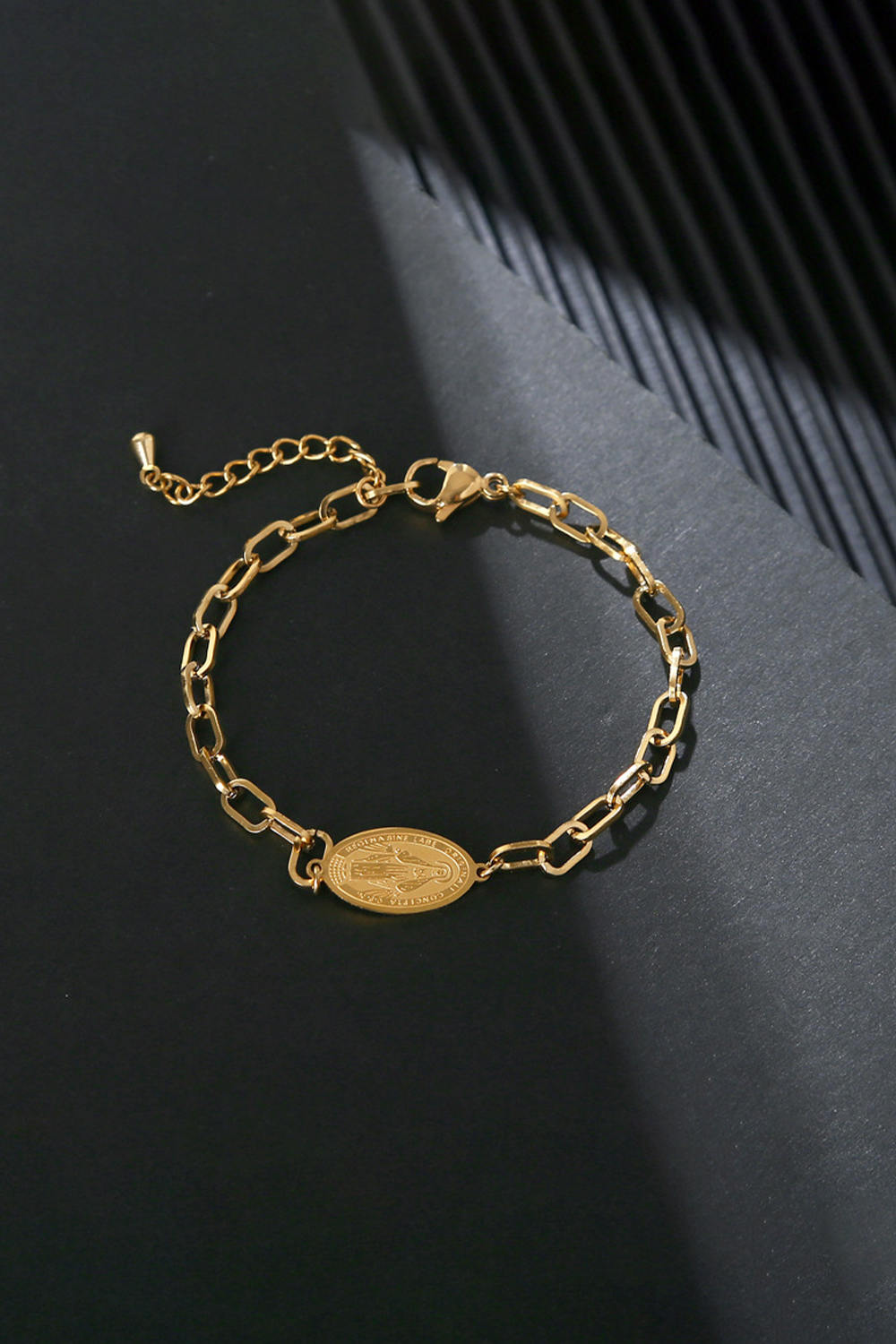 Saint Stainless Steel Golden Bracelet