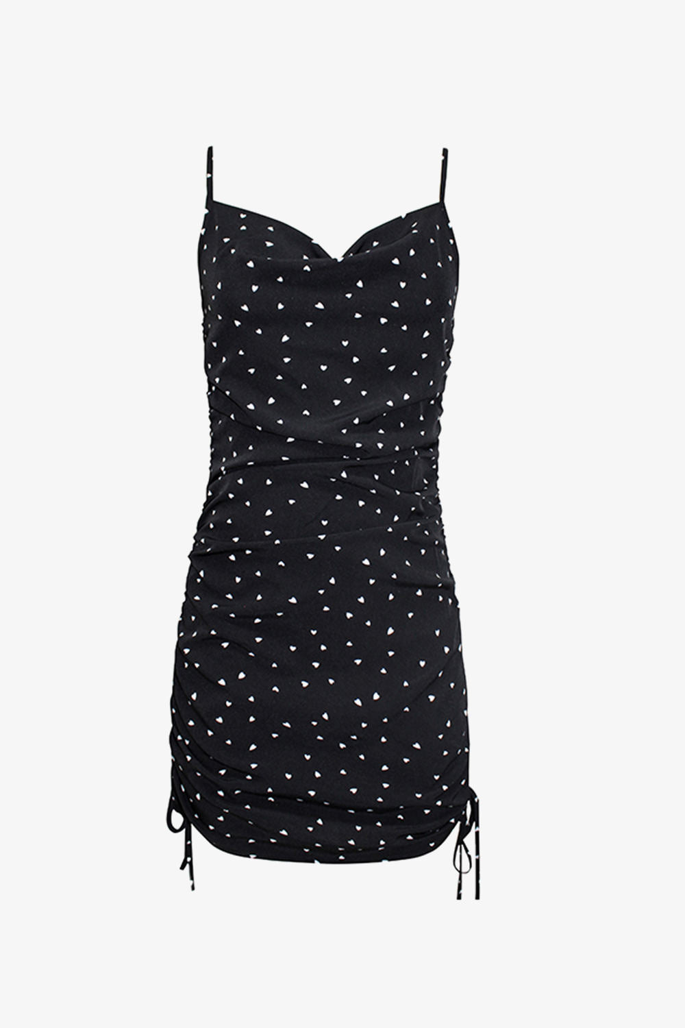 Drawstring Heart Print Slip Dress