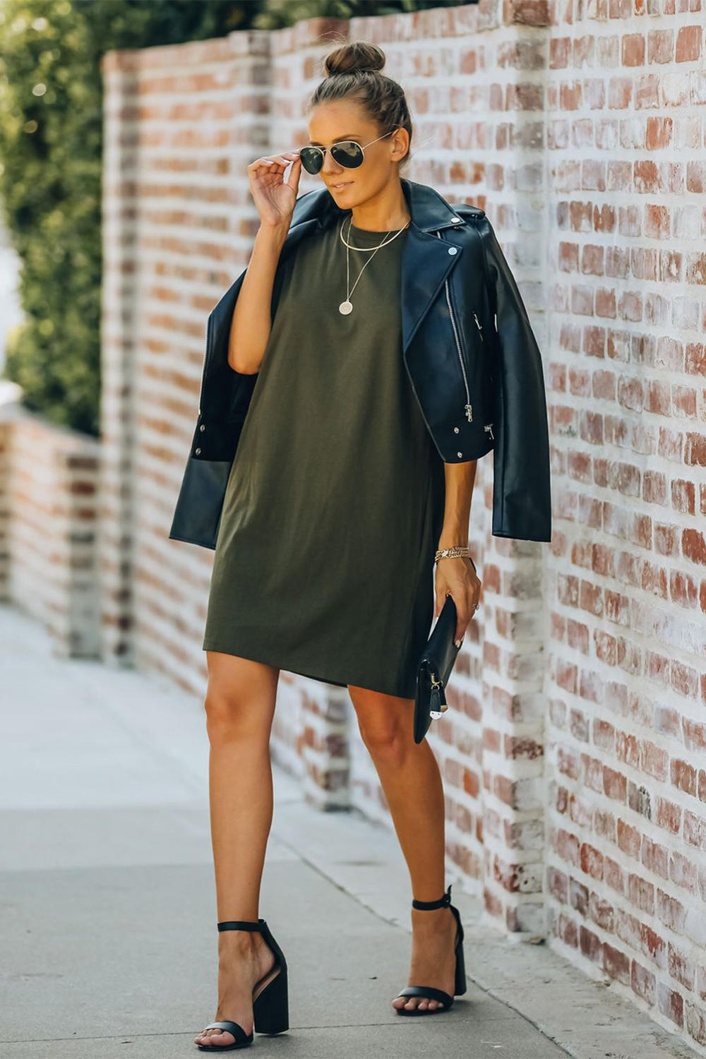 Padded Shoulder Sleeveless T-shirt Dress