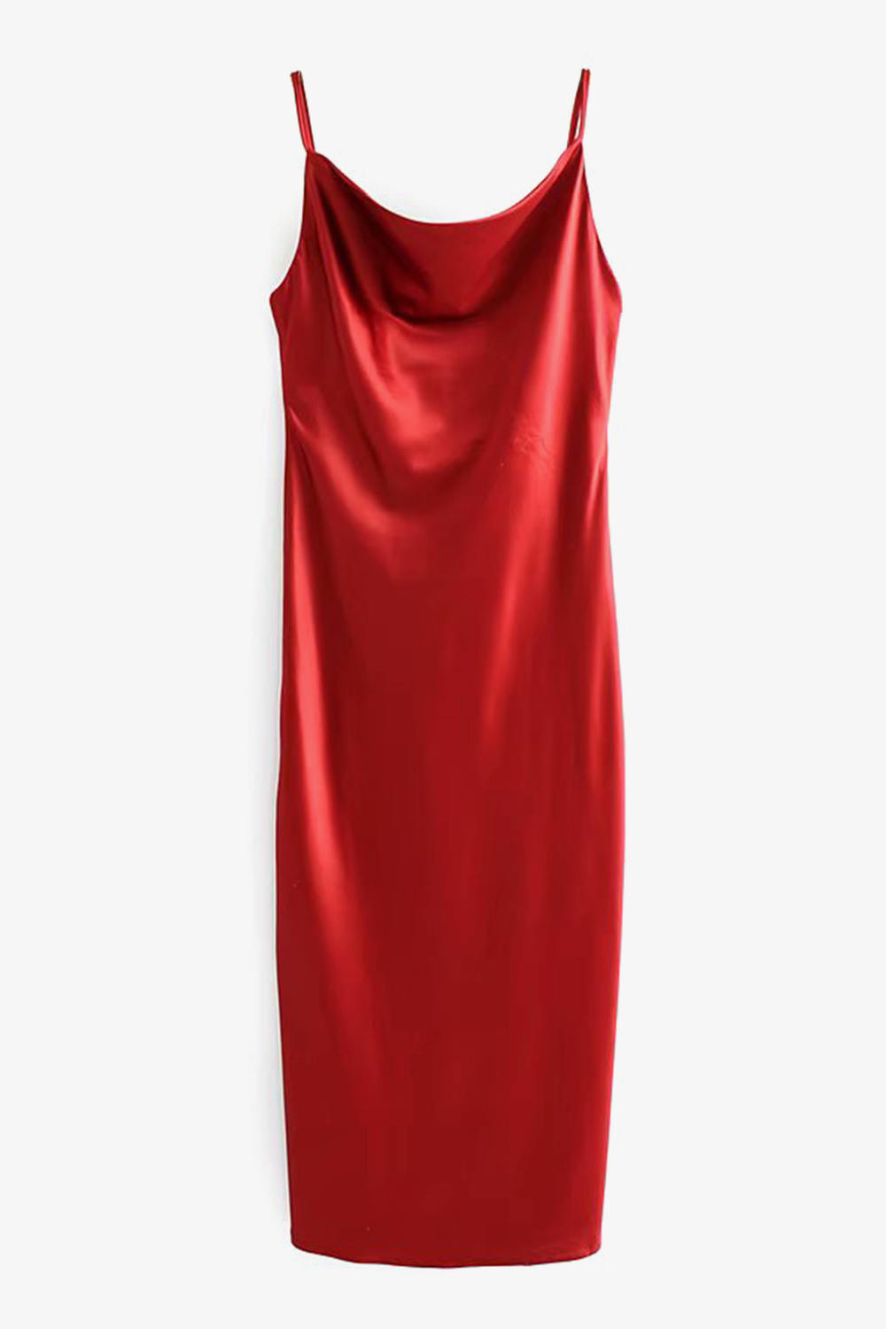 Satin Backless Cowl Neck Slip Dress