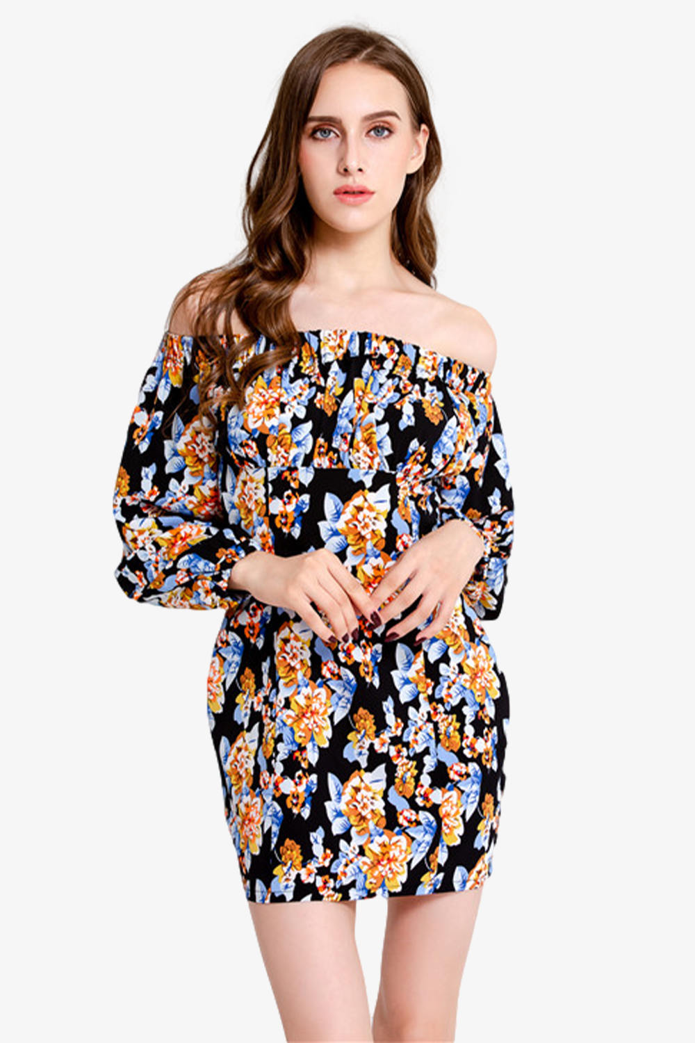 Floral Print Off Shoulder Mini Dress