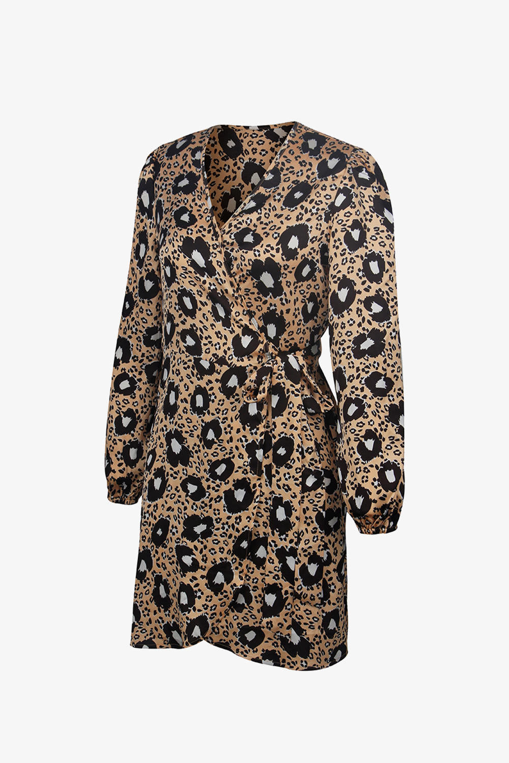 Puff Sleeve Print Wrap Dress