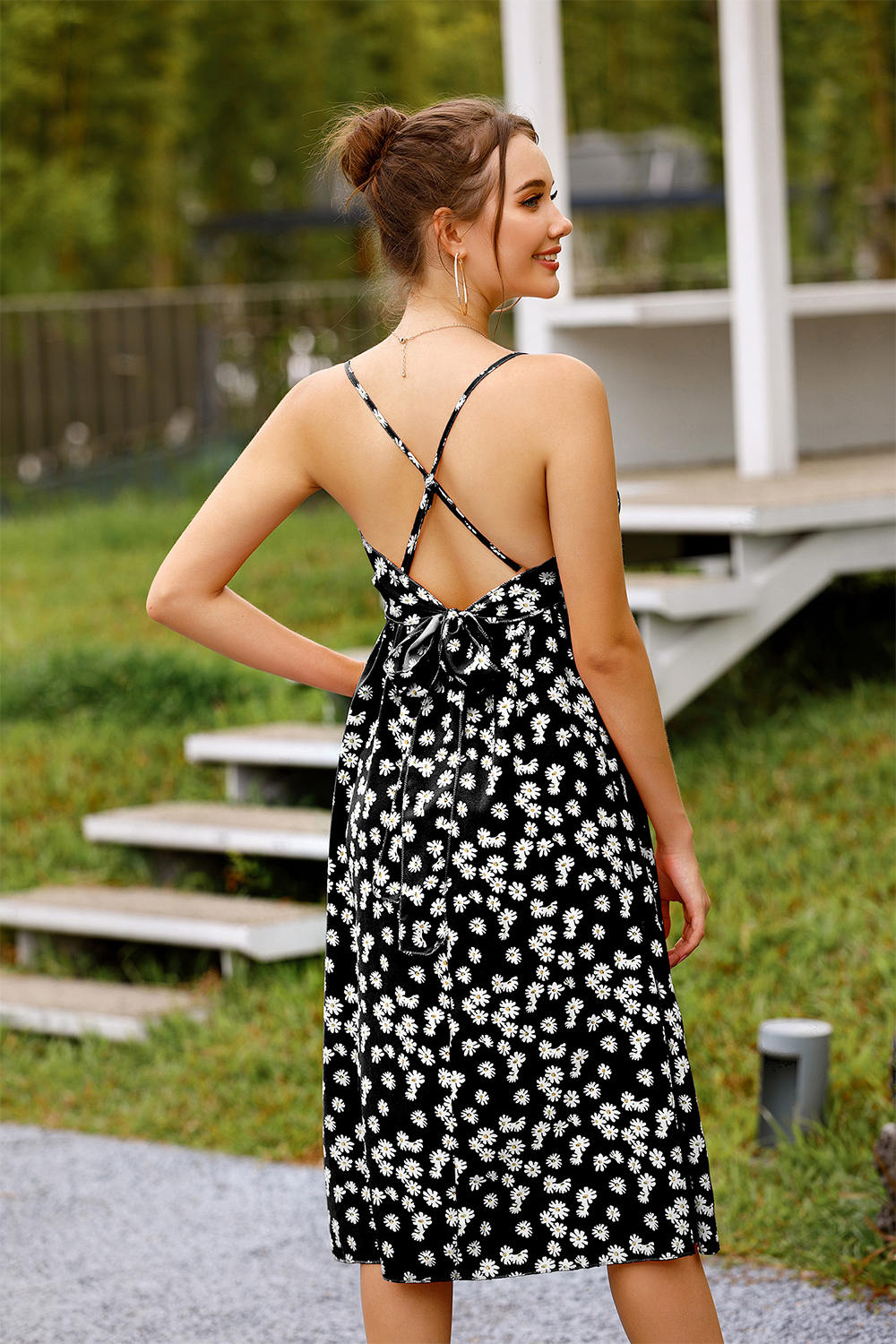 Daisy Open Back Bow Slip Dress