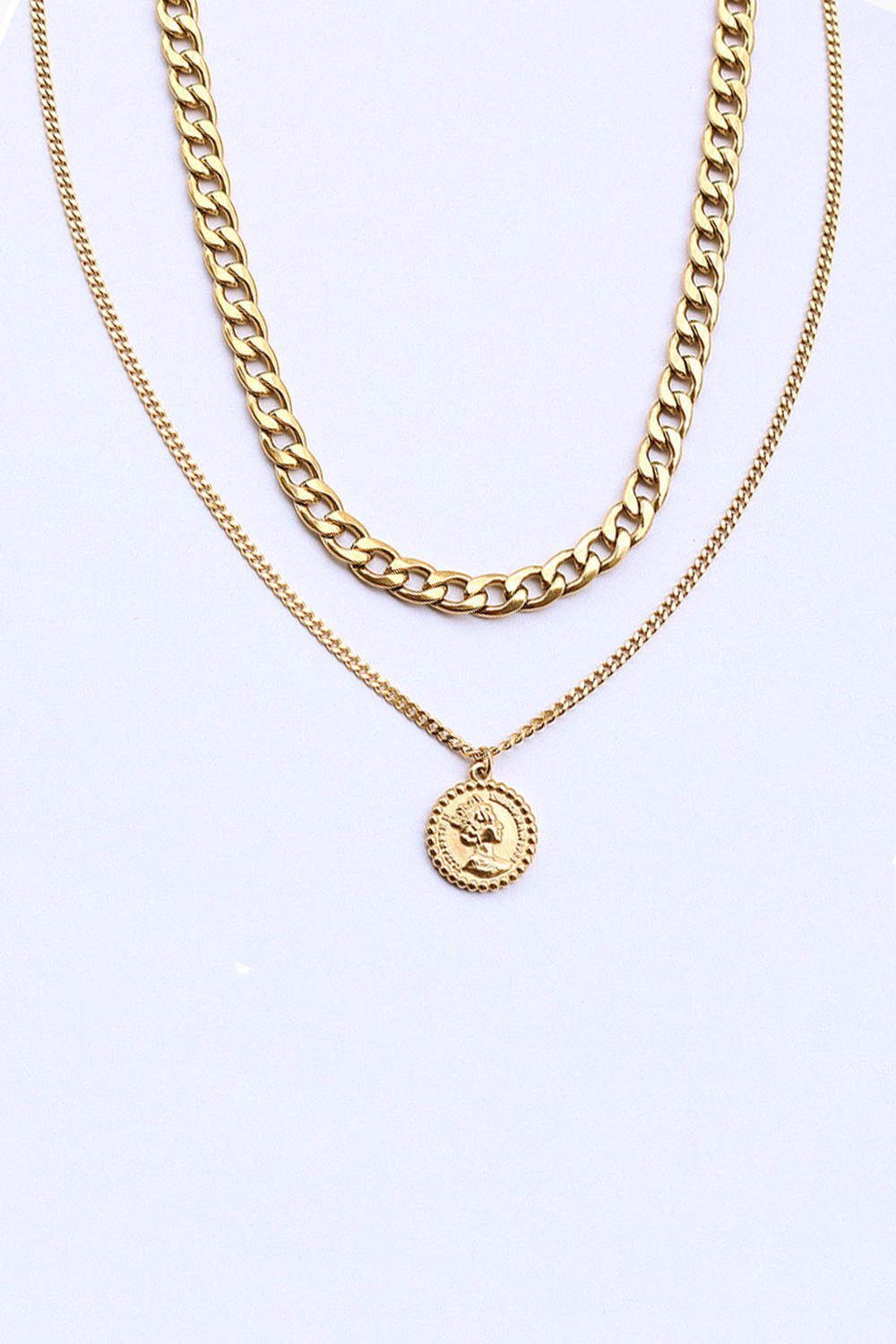 Queen Portrait Gold Layered Necklace