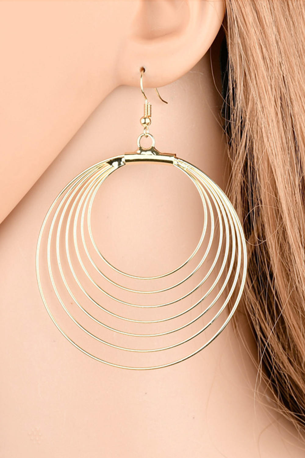 Layers Circles Alloy Hoops Earrings