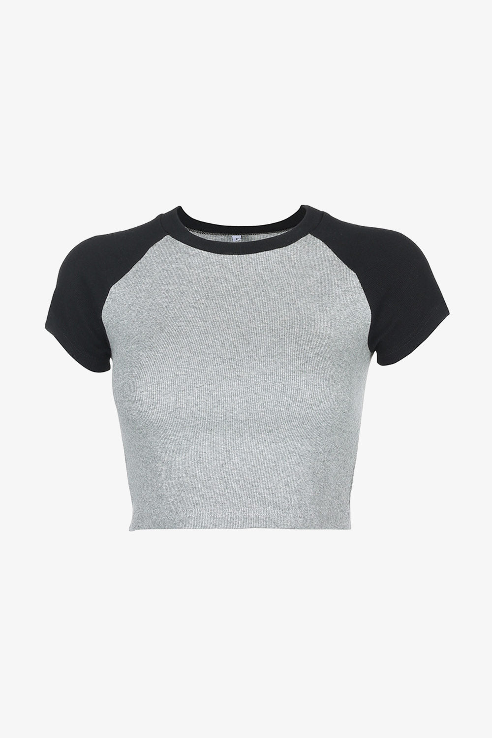 Color Block Ribbed Crop Tee