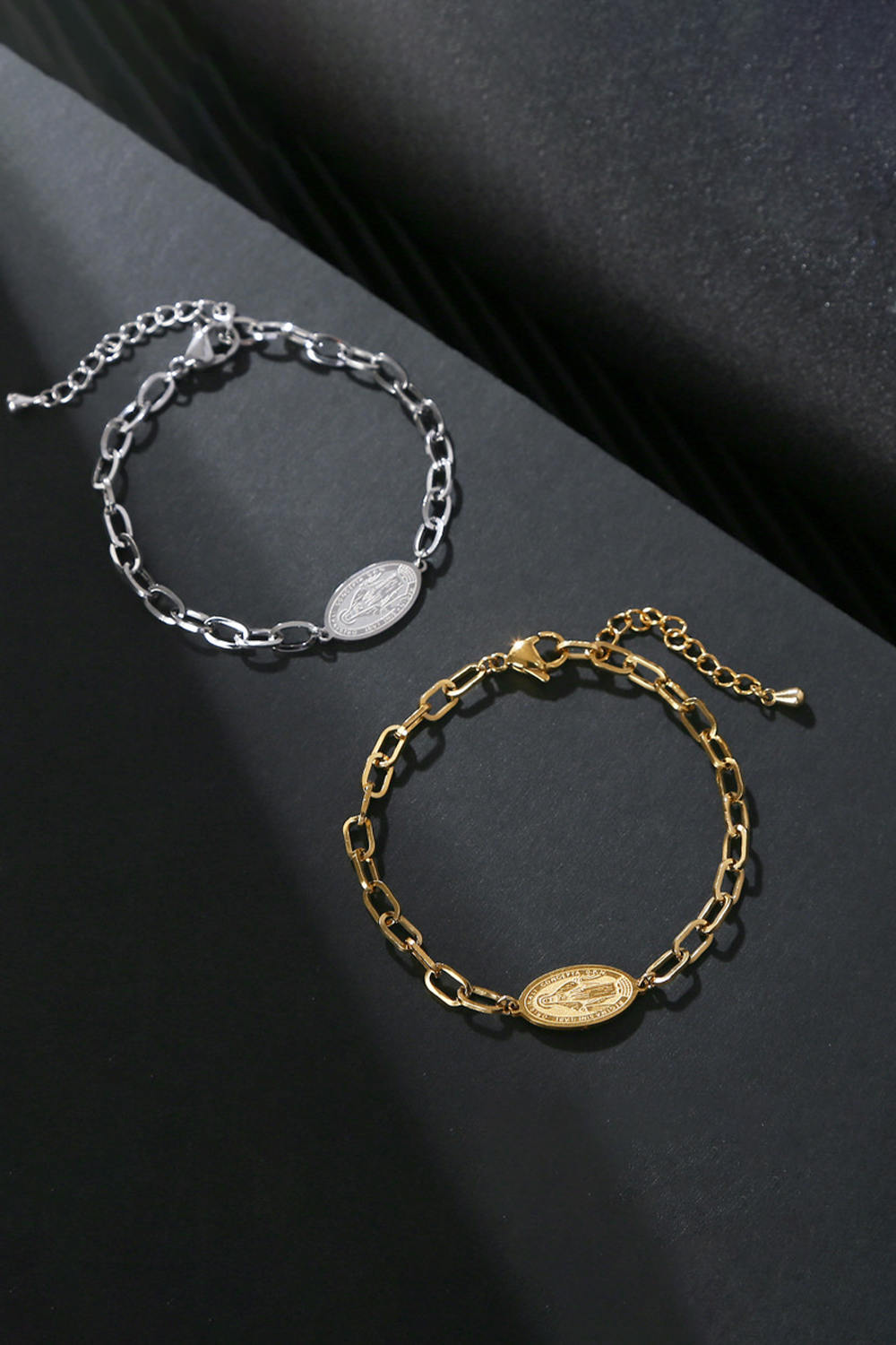 Saint Stainless Steel Golden Bracelet